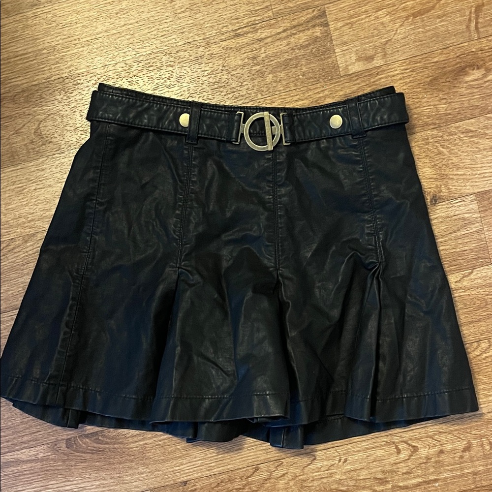 Free People Black Pleated Mini Skirt
